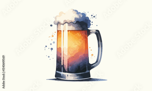 free drink, watercolor mugs of beer