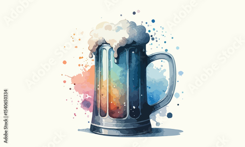 free drink, watercolor mugs of beer