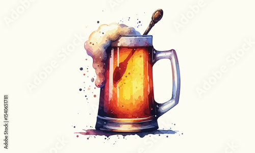 free drink, watercolor mugs of beer