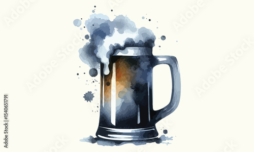 free drink, watercolor mugs of beer