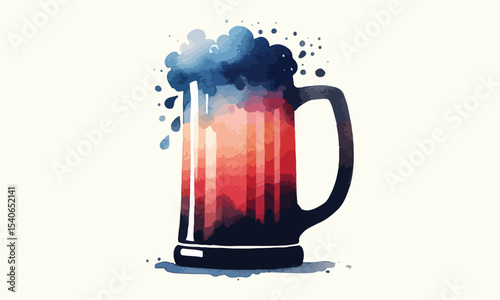 free drink, watercolor mugs of beer