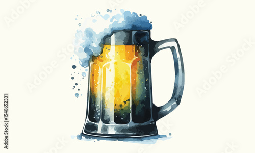 free drink, watercolor mugs of beer