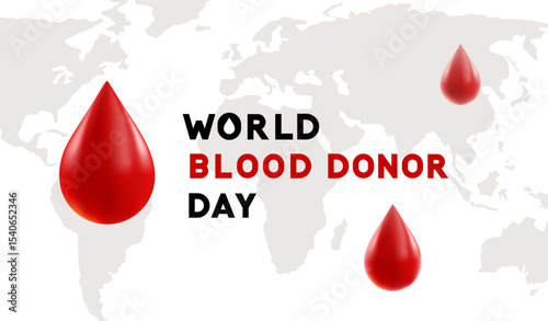 World Blood Donor Day banner vector illustration. Poster for blood donation campaign, health awareness, hospital, medicine,  medical information.