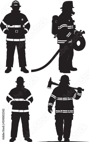 Firefighter emergency worker silhouette vector illustration