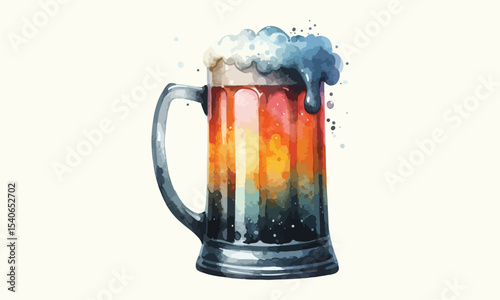 free drink, watercolor mugs of beer