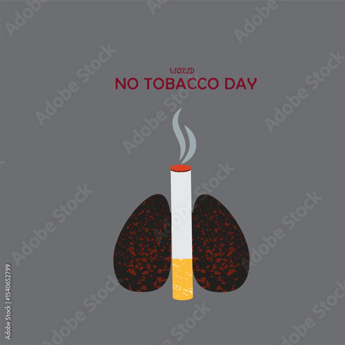 Concept of no smoking and World No Tobacco Day with lung and cigarette.