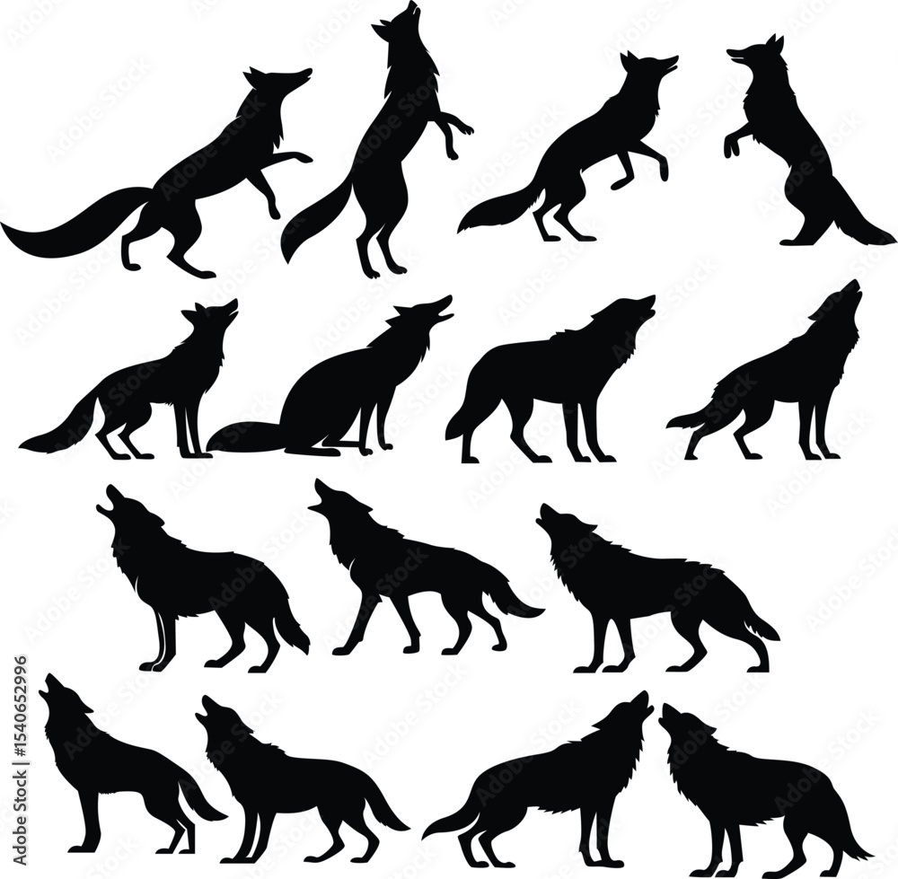 Fototapeta premium Mysterious Fox Silhouette in the Twilight Forest