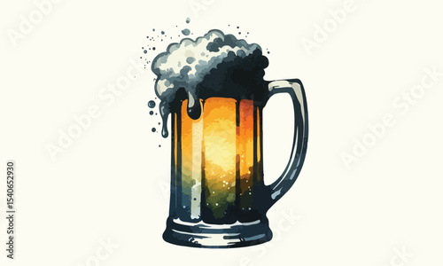 free drink, watercolor mugs of beer
