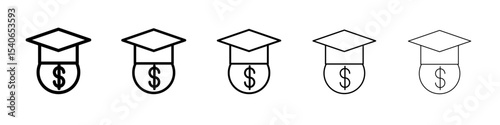 Student Support with Money icon Flat design on isolated background