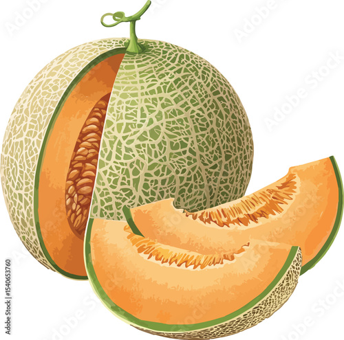 ripe melon isolated on white background