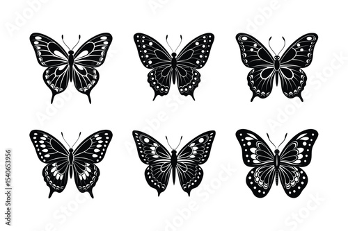set of Swallowtail butterflies