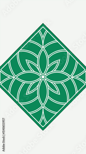 Geometric floral green design element with transparency for versatile decorative usage