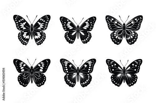 set of Painted Lady butterflies