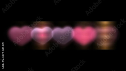 Flashing heart lights on black background