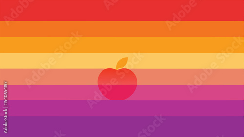 Gradient apple design featuring color bands in warm and cool tone gradient colors