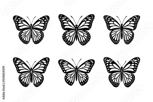 set of Monarch butterflies