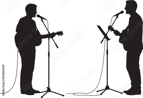 Singers group stage silhouette vector illustration