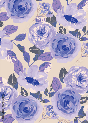 Big flowers pattern, upscale floral pattern. graphical textures floral, trendy colors pattern , flowers background with leaves. vector illustration.