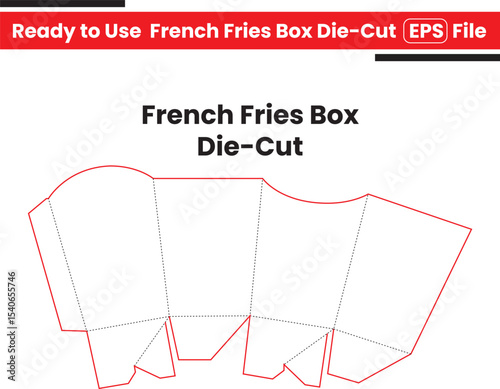 French Fries Box, Die-Cut, Template vector
