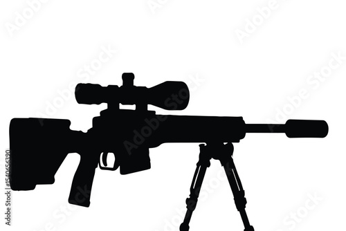 precision sniper rifle silhouette in black and white military equipment design