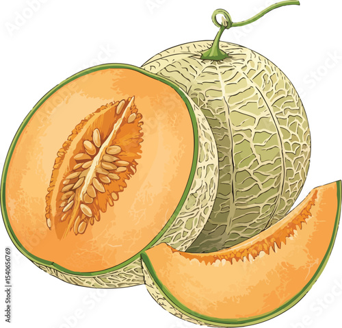 ripe melon on a white background