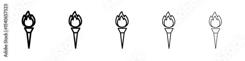 Torch flame icon Flat design on isolated background