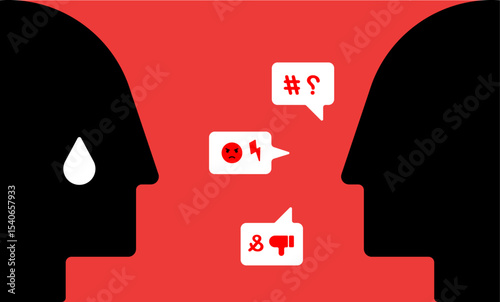 Online social media trolling and hate messages reviews illustration