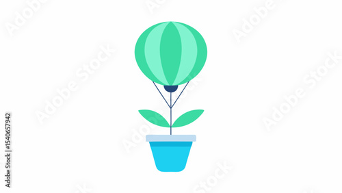 Plant growth and hot air balloon concept illustration