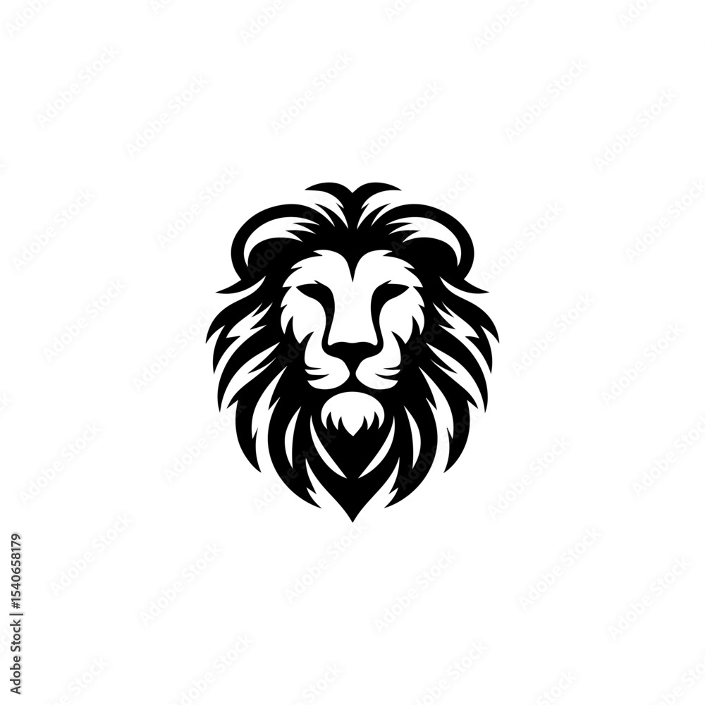 Obraz premium Stylized black and white graphic of a lion's head, bold design.