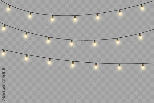 Christmas bulbs twinkle with gentle shine. Wreath light chain wraps celebration invite. Neon sparkle shapes warm visual mood. Transparent light arc highlights festive promo.