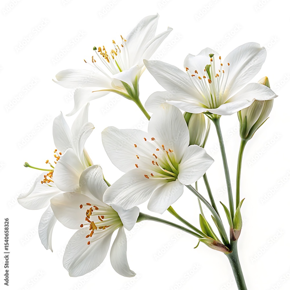 Fototapeta premium Elegant white lilies bouquet isolated on white background