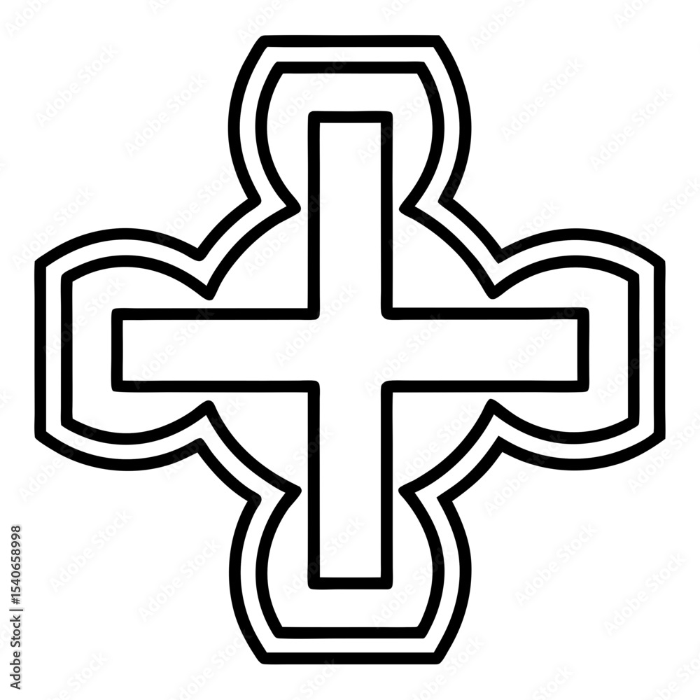 Obraz premium Medical Cross Symbol line art vector