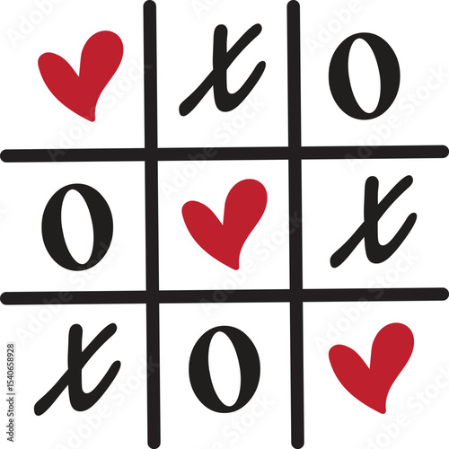 Tic-Tac-Toe Game with Hearts A Cute and Playful Design