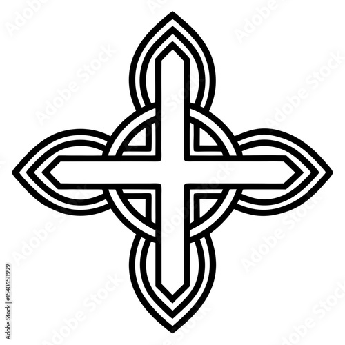 Medical Cross Symbol line art vector