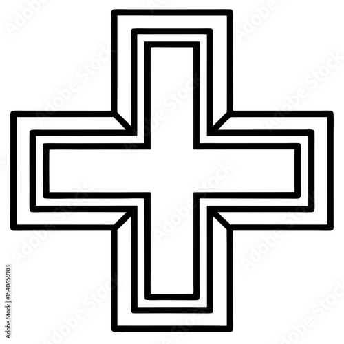 Medical Cross Symbol line art vector