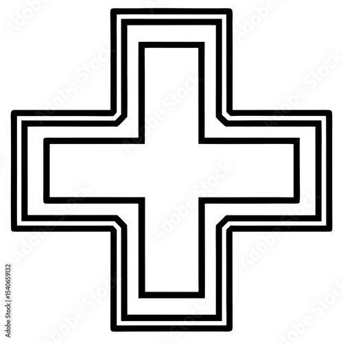 Medical Cross Symbol line art vector
