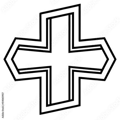 Medical Cross Symbol line art vector