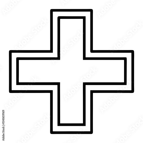 Medical Cross Symbol line art vector