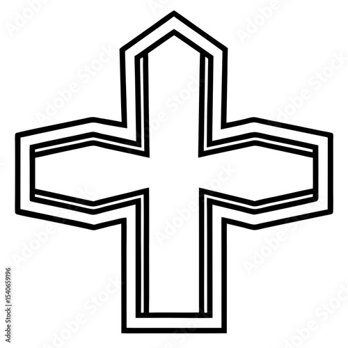 Medical Cross Symbol line art vector