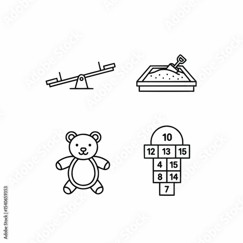 Icons of Playground Toys and Activities for Kids