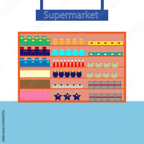 A rack full of foodstuffs in a supermarket aisle
