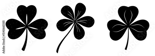 Three leaf clover st patricks day lucky charm irish symbol vector graphic silhouette