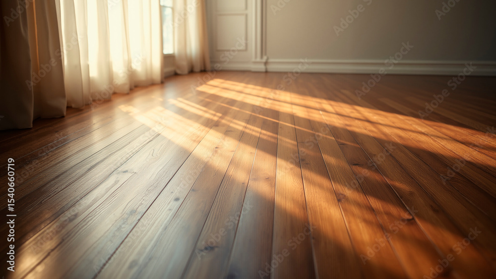 custom made wallpaper toronto digitalDark Walnut Wood Floor with Linen Curtains, Natural Light & Elegant Ambiance