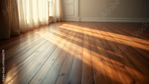 Wallpaper Mural Dark Walnut Wood Floor with Linen Curtains, Natural Light & Elegant Ambiance Torontodigital.ca