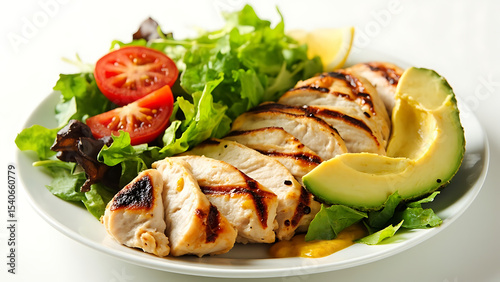 Grilled Chicken Breast with Fresh Salad & Avocado | Healthy Meal Photography