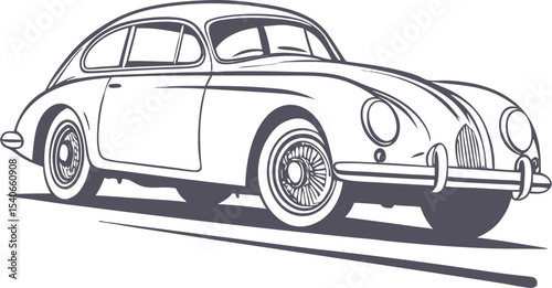 "Classic vintage car silhouette" on a white background