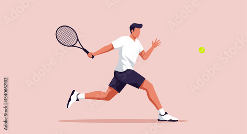 Flat vector tennis player
