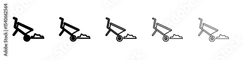 wheelbarrow unloading icon Flat design on isolated background