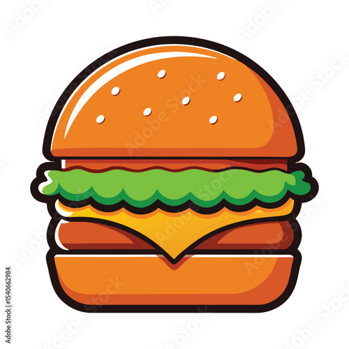 Delicious double cheeseburger cartoon illustration
