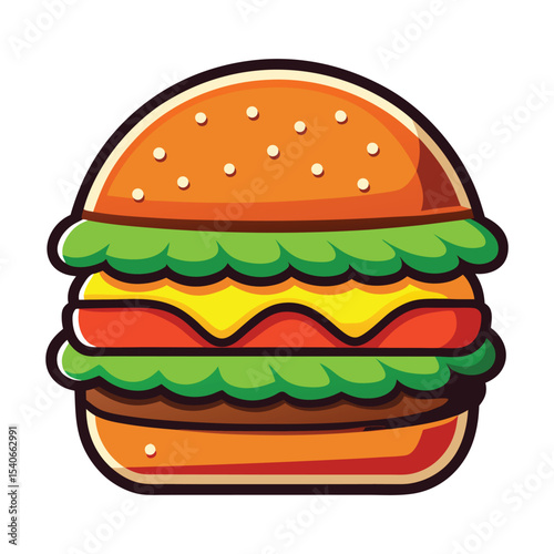 Delicious double cheeseburger cartoon illustration